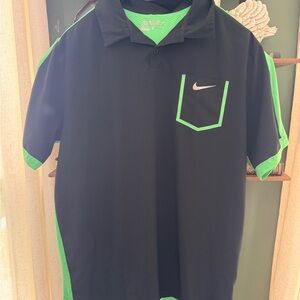 Nike Black Polo Shirt with Green Trim